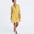Madewell Silk Lace Up Dress In Assam Floral Babydoll Dress 3/4 Sleeve
