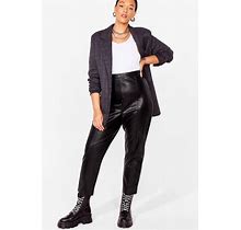 Nasty Gal Pants & Jumpsuits | Nasty Gal Black High Waist Cropped Faux Leather Tapered Pants Uk 18 Us 14 New | Color: Black | Size: 14