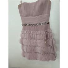 Saboroma Size 4 Pink Strapless Beaded Petal Mini Dress | Color: Pink | Size: 4