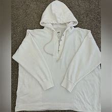 Aerie Tops | Aerie Beach Weekend White Womens Hoodie Oversized Sweatshirt Size Medium | Color: White | Size: M