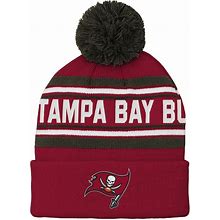 Youth Red Tampa Bay Buccaneers Jacquard Cuffed Knit Hat With Pom Size: No Size