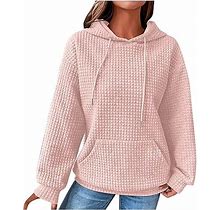 Cute Hoodie Women's Hoodie Long Sleeve Drawstring Pullover Tops Loose Casual Sweatshirt X-Large 01-Pink