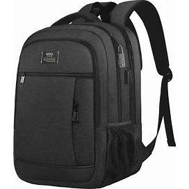 Laptop Backpack With USB Charging Port, Water Resistant 15.6 Inch Computer Bag (15.6 Inch, Black)