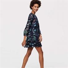 Loft Dresses | Ann Taylor Loft Xs Winter Garden Shift Mini Dress | Color: Blue/Green | Size: Xs