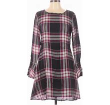 Ann Taylor LOFT Casual Dress - A-Line High Neck Long Sleeves: Black Print Dresses - Women's Size 0