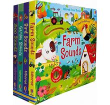 Usborne Sound Books Collection 4 Books Set (Series 2) (Farm Sounds, Bird Sounds, Garden Sounds, Zoo Sounds)