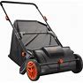 VEVOR Push Lawn Sweeper 21-Inch Leaf & Grass Collector Strong Rubber Wheels & Heavy Duty Thickened Steel Durable To Use With Large Capacity 3.5 Cu