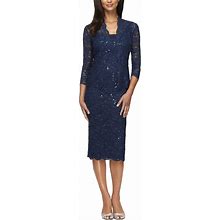Alex Evenings Women's Shift Dress With Lace Jacket (Petite And Regular)