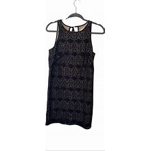 Loft Dresses | Ann Taylor Loft Crochet Black Dress 4 Petite | Color: Black/Cream | Size: 4P