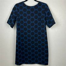 Gap Dresses | Gap Dress Women's Sz 4 Shift Mini Short Sleeve Crew Neck Polka Dot Blue Black | Color: Black | Size: 4