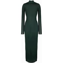 Saint Laurent - Roll-Neck Knitted Dress - Women - Viscose - M - Green