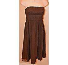J Crew Dress 0 Xs Brown Strapless Silk Ruffle Spring Summer Fall