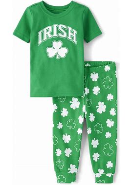 The Children's Place Unisex Baby And Toddler Matching Family St. Patrick's Day Snug Fit Cotton Pajamas | Size 12-18 m | GREEN