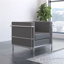 Contemporary Leathersoft Chair With Double Bar Encasing Frame