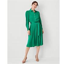 Ann Taylor Pleated Shirtdress Size 12 Grass Green Women's