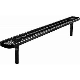 6' Thermoplastic-Coated Metal Supersaver Outdoor Backless Bench - In-Ground Mount - Black