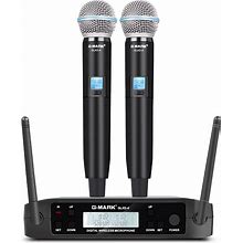G-MARK Wireless Microphone, GLXD4 Professional Microphone Dual UHF Cordless Dynamic Karaoke Mic System, Frequency Adjustable For Meeting, Party,