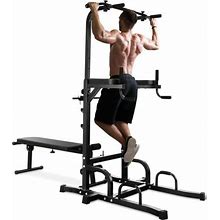 Pull Up Dip Station With Bench,Dip Station,Power Tower Dip Station,Pull Up Bar Stand,Multi-Function Fitness Training Equipment For Home Office Gym