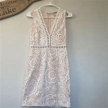Forever 21 Dresses | Fitted V-Neck Short Dress. White And Nude | Color: Cream/White | Size: S