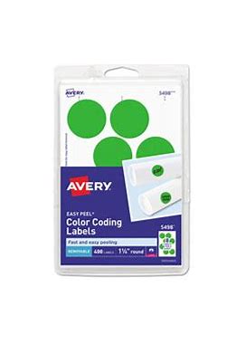 Avery 05498 Printable Self-Adhesive Removable Color-Coding Labels, 1.25" Dia., Neon Green, 8/Sheet, 50 Sheets/Pack - Pack Of 400