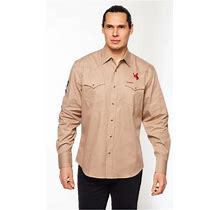 RODEO CLOTHING Khaki - Size Men's Longsleeve Shirt With - Size Mexico Flag Ps550l-Khkmex - Size M