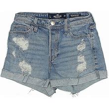 Hollister Denim Shorts: Blue Solid Bottoms - Women's Size 1 - Distressed Wash