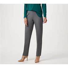Susan Graver Petite Ponte Knit Straight-Legpull-On Pants, Size Petite Large, Dark Pewter