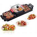 2200W 2 in 1 Electric Grill Hot Pot With Dual Temp Control For 1-8 People