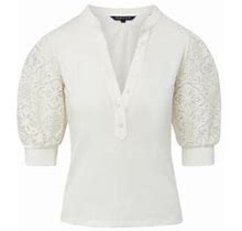 Veronica Beard Women's Coralee Cotton Lace-Sleeve Blouse - Off White - Size Medium