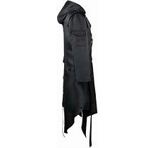 Gothic Men's Steampunk Trench Coat Punk Long Cosplay Hoodie Black