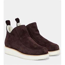 Gabriela Hearst, Harry Shearling-Lined Suede Ankle Boots, Women, Brown, US 6, Ankle Boots, Leather