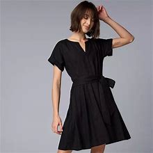 Petite Simply Vera Vera Wang Tie-Front Dress, Women's, Size: Medium Petite, Black