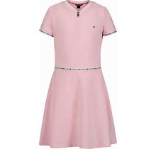 Tommy Hilfiger Little Girls Quarter Zip Dress - Light Pink - Size 6