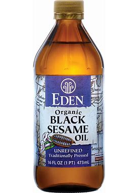 Eden Organic Black Sesame Oil, Cold Pressed, Unrefined, 100% Black Sesame Seed, 16 Oz Amber Glass Bottle