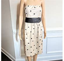 J. Crew Dresses | Sale!! J. Crew Polka Dot Strapless Belted Dress | Color: Black/Tan | Size: 6