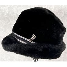 Vintage Faux Fur Men's Russian-Style Folded Fedora Hat + Ear Flaps 22"