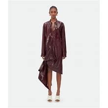 Bottega Veneta Shiny Leather Dress With Knot Detail - Bordeaux - Woman - 0