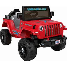 Power Wheels Jeep Wrangler Toddler Ride-On Toy With Driving Sounds, Multi-Terrain Traction, Seats 1, Red, Ages 2+ Years