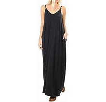 Women's S3x Casual Beach V-Neck Soft Jersey Cami Long Maxi Dress With