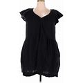 Old Navy Casual Dress - Mini V Neck Short Sleeves: Black Solid Dresses - Women's Size 2X