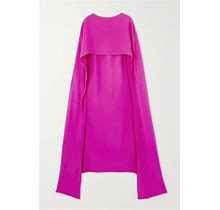 Valentino Garavani Cape-Effect Silk-Crepe Midi Dress - Women - Pink Dresses - M