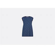 DIOR Kids - Kid's A-Line Dress Light Blue And Blue Dior Oblique Jacquard Knit Blend With Metallic Thread - Size 4 Years - Girl Clothing