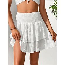 Double Layered Ruffled A-Line Skirt,Tall XL