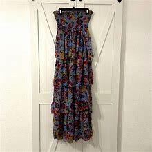Boohoo Dresses | Only Worn Once! Boohoo Tiered Floral Maxi Dress! | Color: Blue/Purple | Size: 6