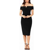 Xscape Petite Off-The-Shoulder Bodycon Dress - Black - Size 4P