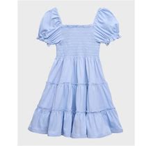 Ralph Lauren Childrenswear Girl's Smocked Puff-Sleeve Cotton Day Dress, Size 2-6X, Blue Hyacinth, 4, Toddler Girls Apparel Dresses