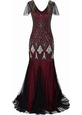 Womens 1920S Vintage Sequins Fringe Long Gatsby Flapper Dress Formal Wedding Evening Maxi Gown Party Cocktail Dresses