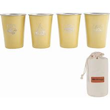 4Pc Stainless Steel Cup Camping Water Tumblers For Picnic Climbing Green Yellow 10cmx8cmx5.7cm