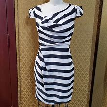 Vero Moda Dresses | Vintage Striped Pleated Dress | Color: Black/Cream | Size: S