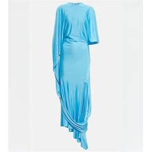 Stella Mccartney, Draped Asymmetric Maxi Dress, Women, Blue, US 0, Dresses, Materialmix
